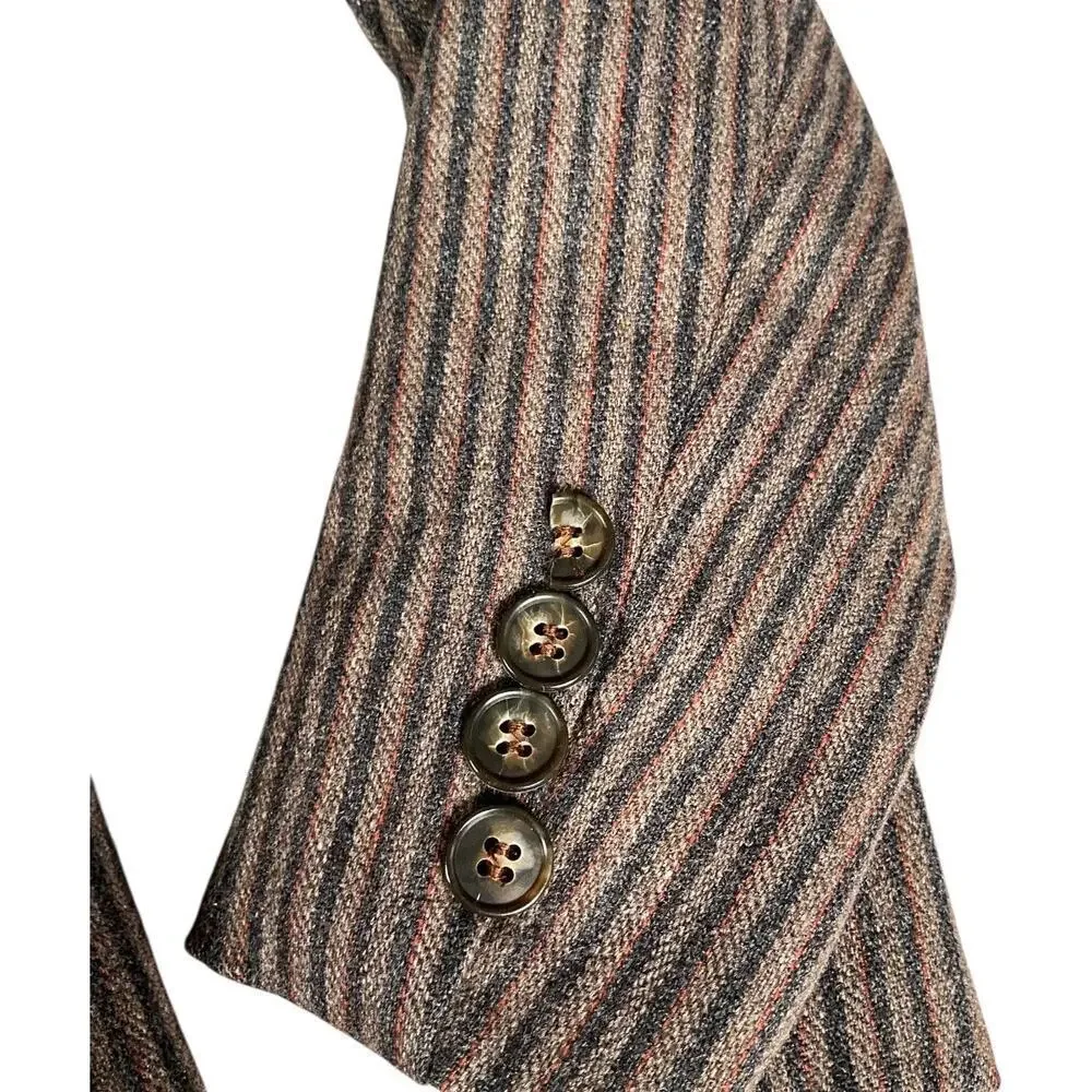Vintage Evan-Picone Women’s Wool Blazer Brown Stripe Old Money Classic Workwear